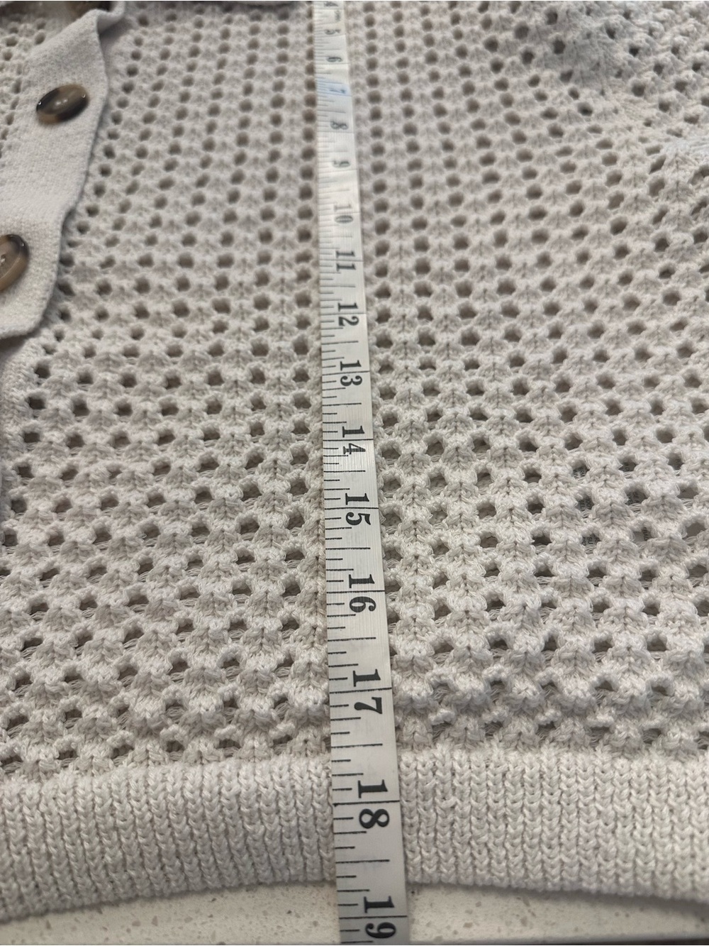 H&M Open-Knit Button Cardigan in Cream - Picture 9 of 9